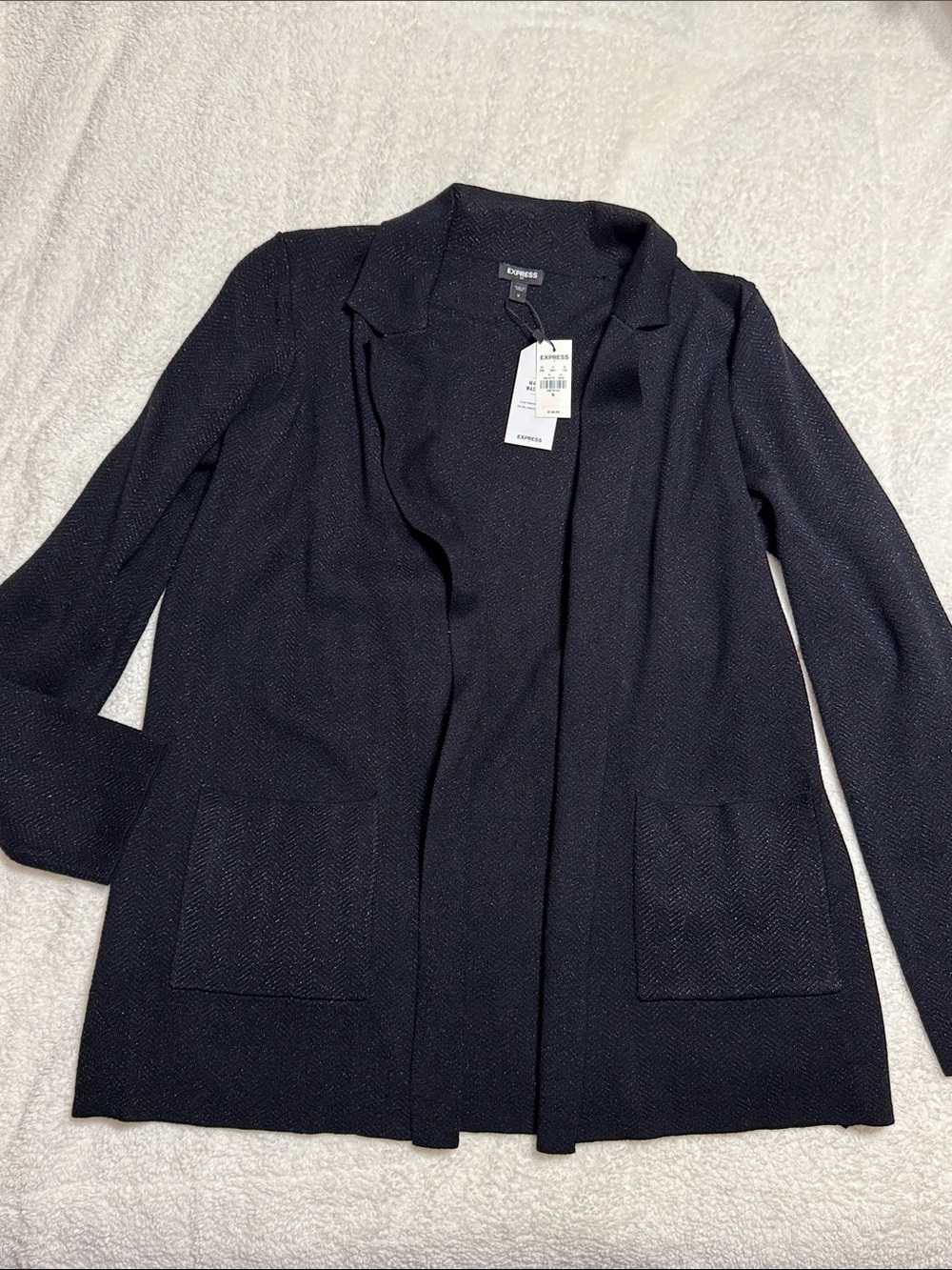 NEW w/tags - Express Black Open-Front shimmer Cardigan w/ Subtle Texture